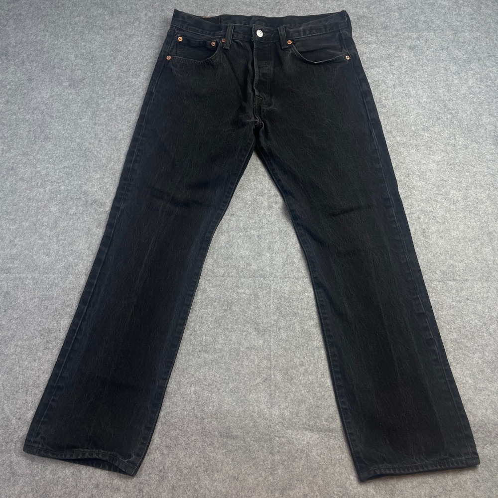 Levi's 501 Mens Button Fly Jeans 33x30 Black Straight Leg Classic Americana